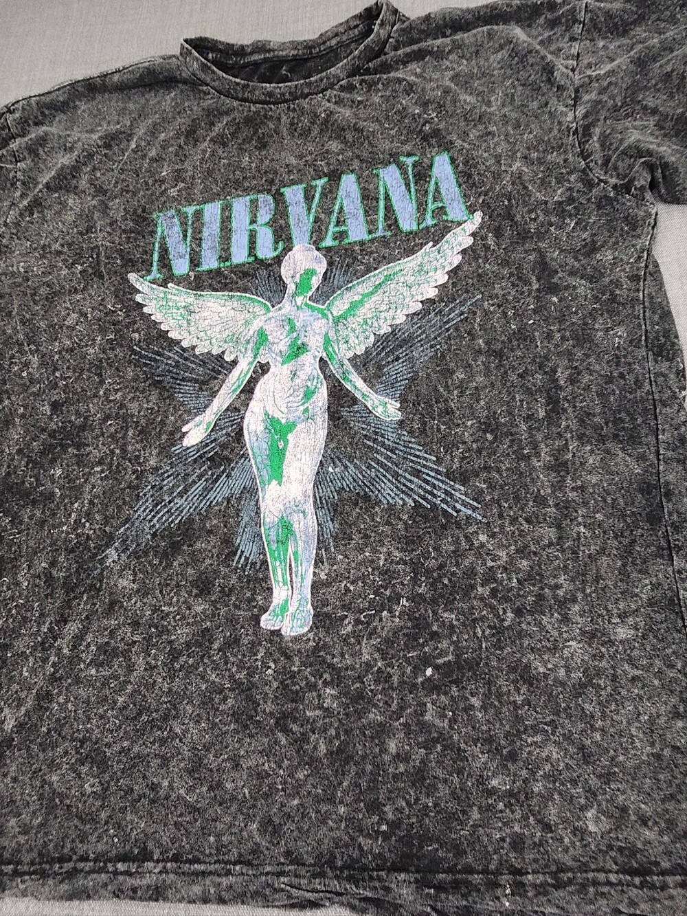 Nirvana Retro Concert Black Mineral Wash 100% Cotton Tee. XL - Picture 2 of 8